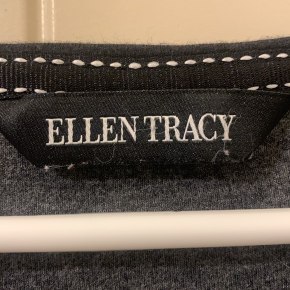 Ellen Tracy Gray Long Sleeve V Neck Tee - Picture 2 of 8